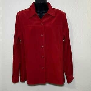 TravelSmith Vibrant Red Button-Down Shirt